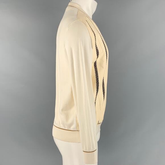 BARCELINO Size 38 Cream Black Cotton Crew-Neck Pullover - Picture 3 of 7